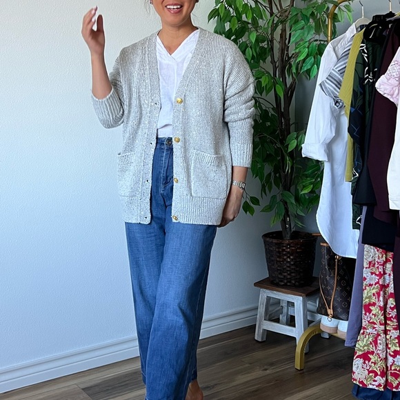 J Crew Sequin V-neck cardigan sweater Size Small - Picture 5 of 15